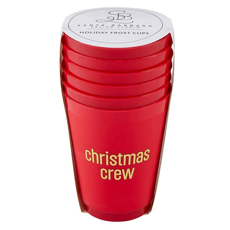 Set of 6 Frosted Cups, Christmas Crew