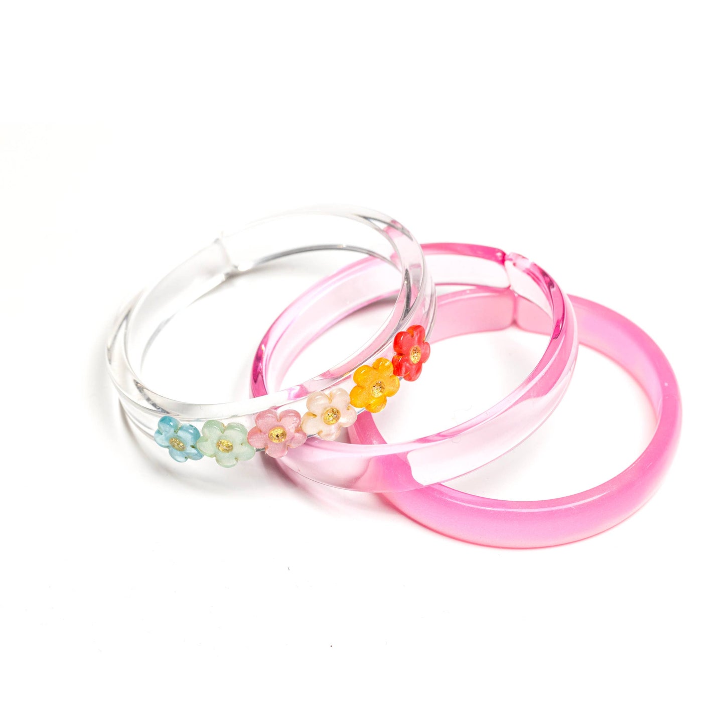 3 Piece Bangle Set, Vibrant Colors + Pink Bangle