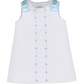 Embroidered Blue Flowers Sleeveless Pique Dress