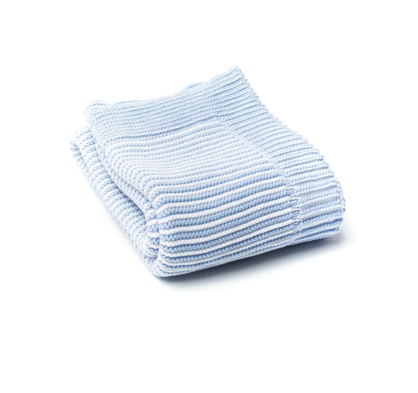 Cotton Striped Blanket, Blue