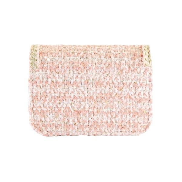 Floral Brooch Tweed Purse, Pink