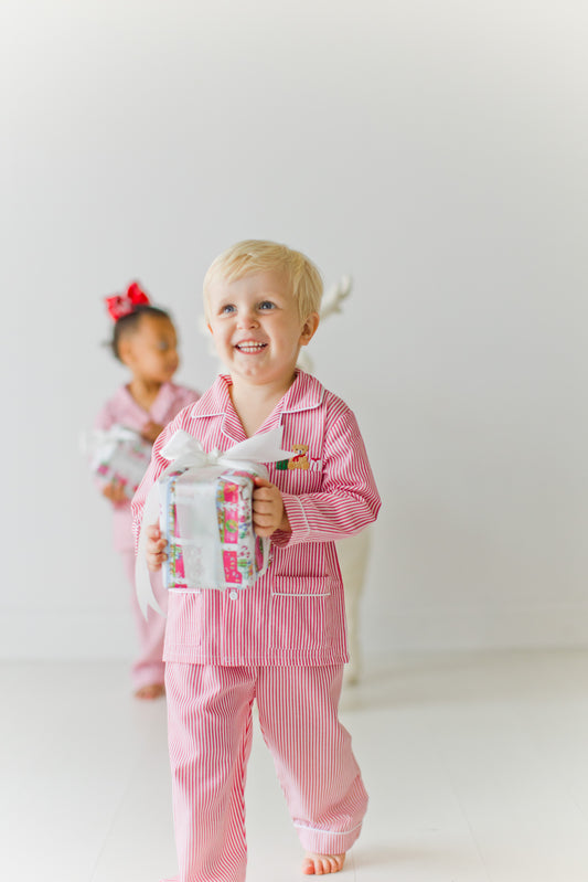 Boy's Striped Merry Little Bear Pajamas