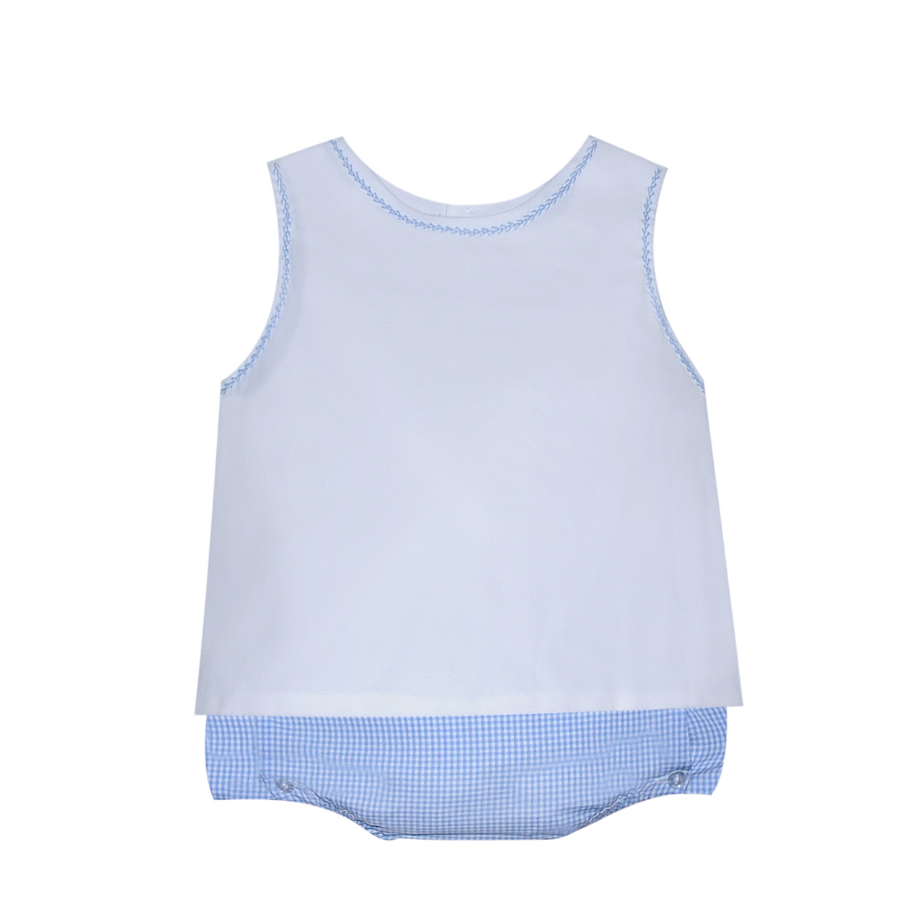 Blue Stitch and Gingham Bailey Boy Diaper Set