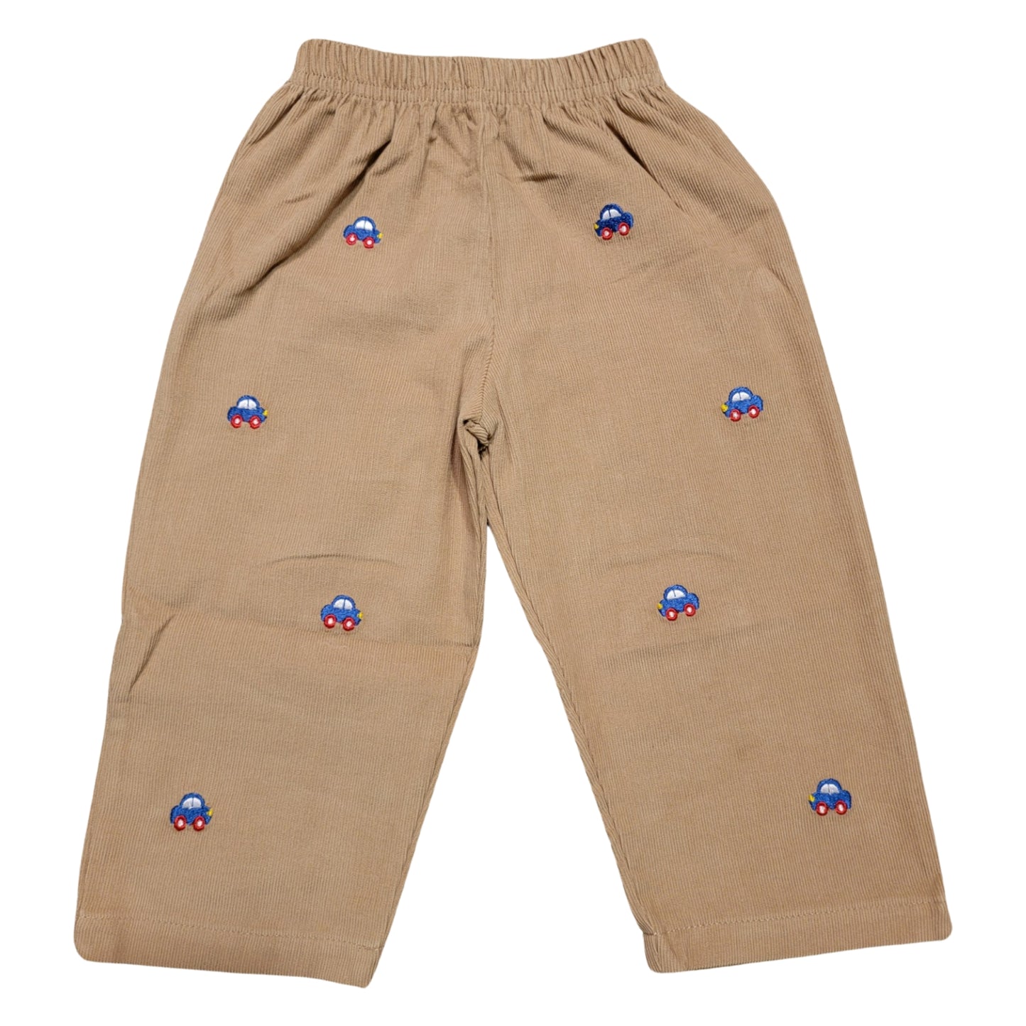 Boy's Car Embroidered Khaki Corduroy Pants