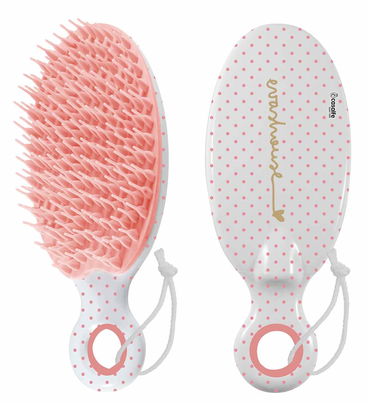 Detangle & Drain Hairbrush Baby Pink Dots