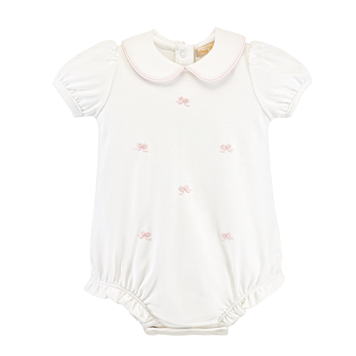 Embroidered Pink Bows Collared Bubble
