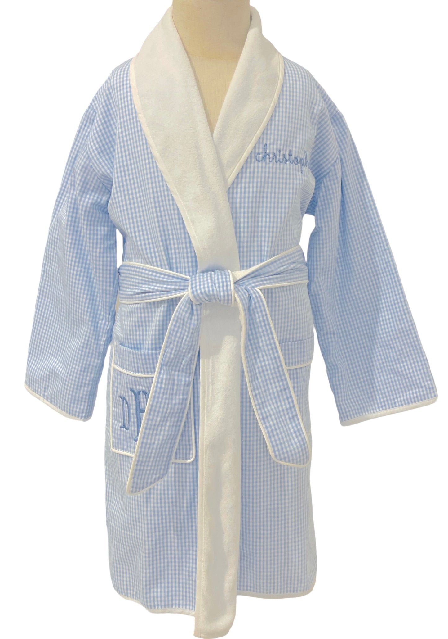 Bath Robe, Blue Gingham
