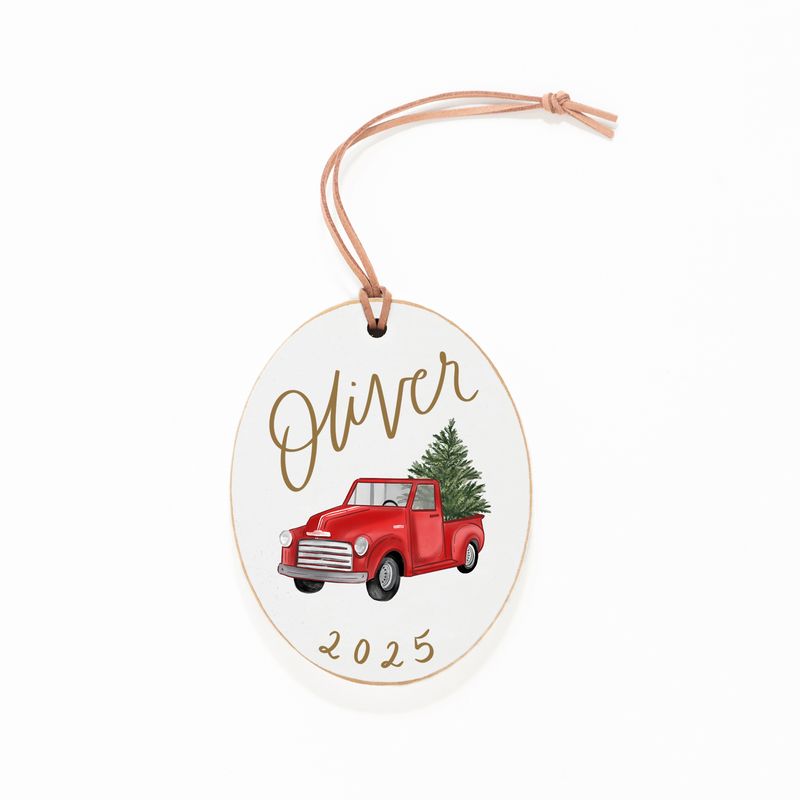 Ornament, Red Truck with Tree