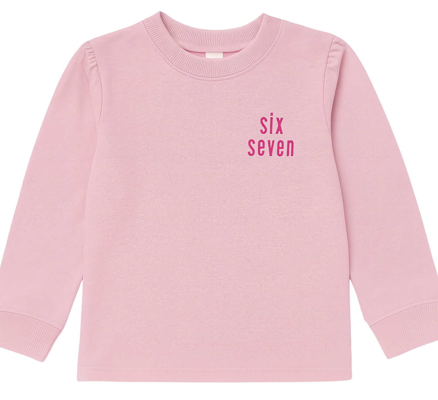 Girl's "Six Seven" Fleece Light Pink Sweatshirt