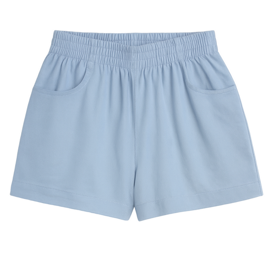 Boy's Twill Shorts with Pockets, Sky Blue (Shorter Version)