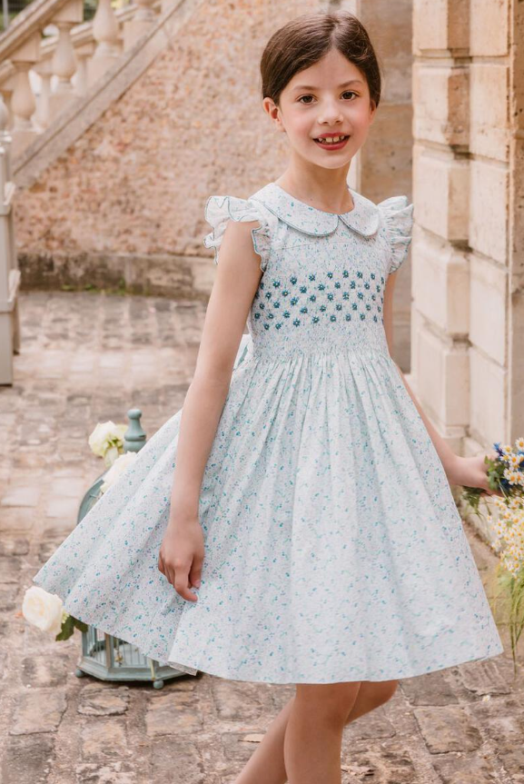 Cosmos Blue Smocked Dress