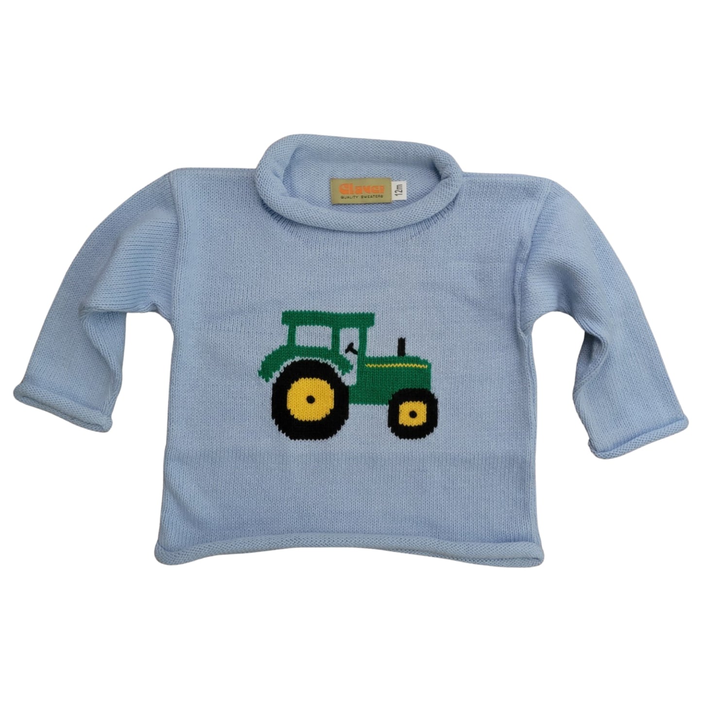 Rollneck Blue Sweater with Green Tractor