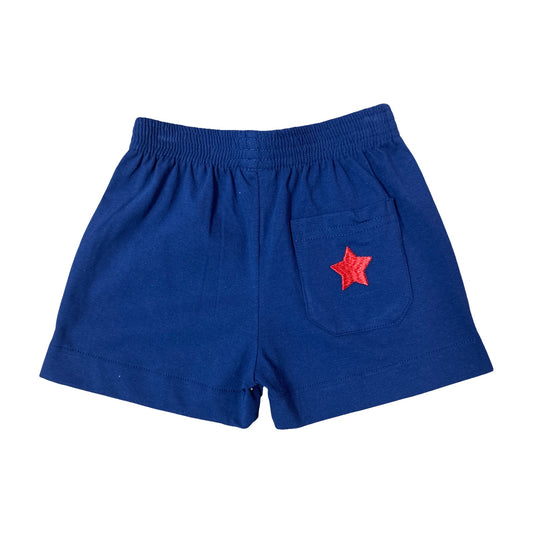Boy's Navy Shorts with Red Star on Back Pocket