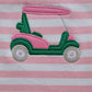 Short Sleeve A-Line Golf Cart Applique Pink Stripe Dress