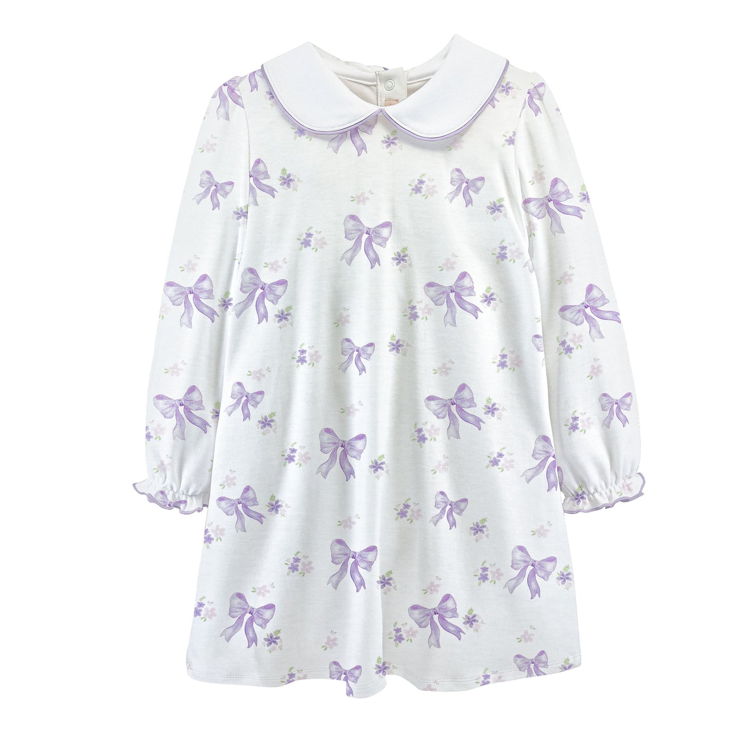 Long Sleeve Printed Dress, Bows