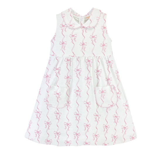 Coquette Bows Sleeveless Collared Dress w/ Pockets