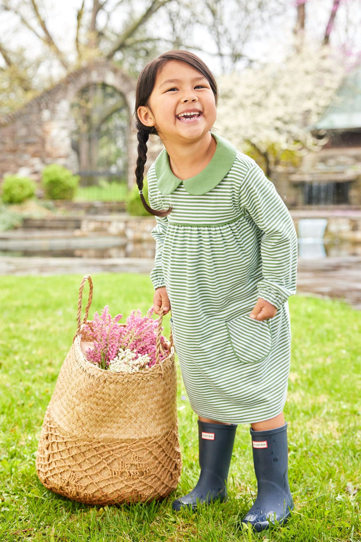 Evelyn Dress, Watercress Stripe