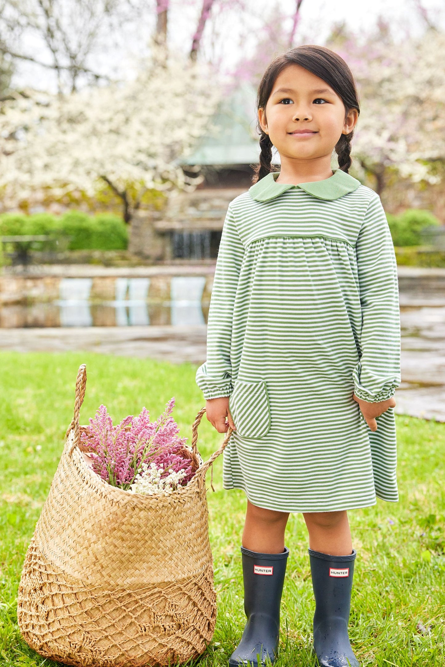 Evelyn Dress, Watercress Stripe