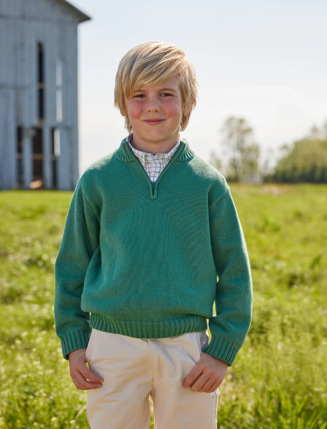 Quarter Zip Sweater, Hunter Green