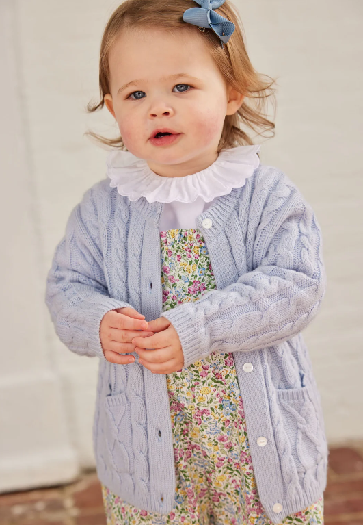 Classic Cashmere Blend Cardigan, Lt Blue