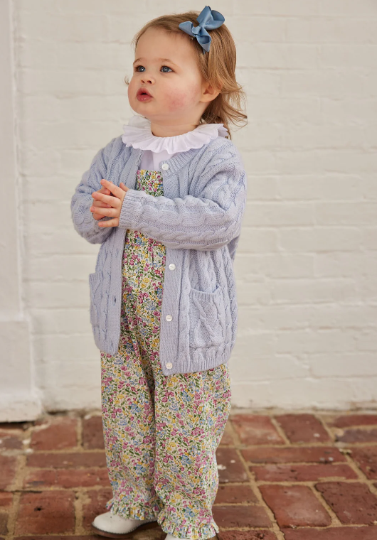 Classic Cashmere Blend Cardigan, Lt Blue