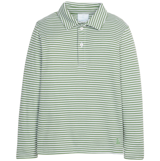 Long Sleeve Striped Polo, Watercress Stripe