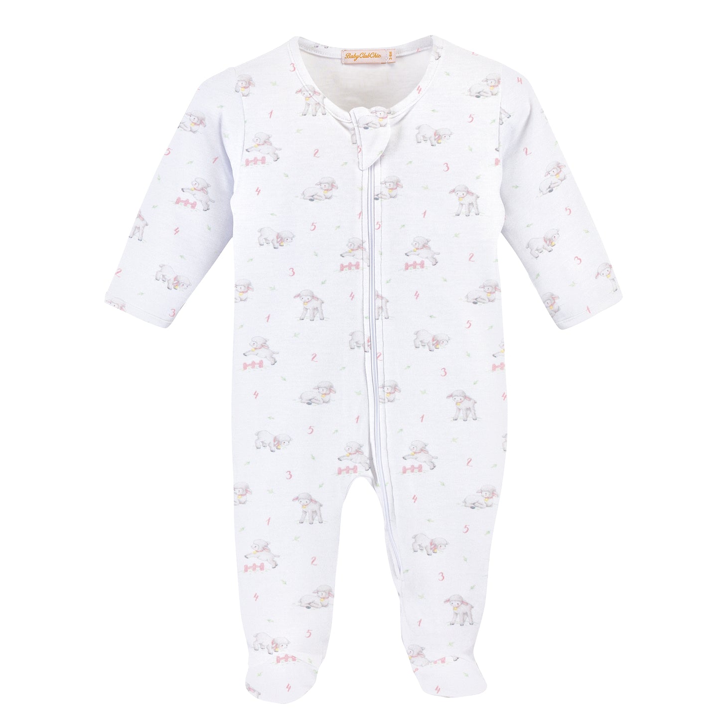 Printed Zipped Footie, Tiny Baby Sheep