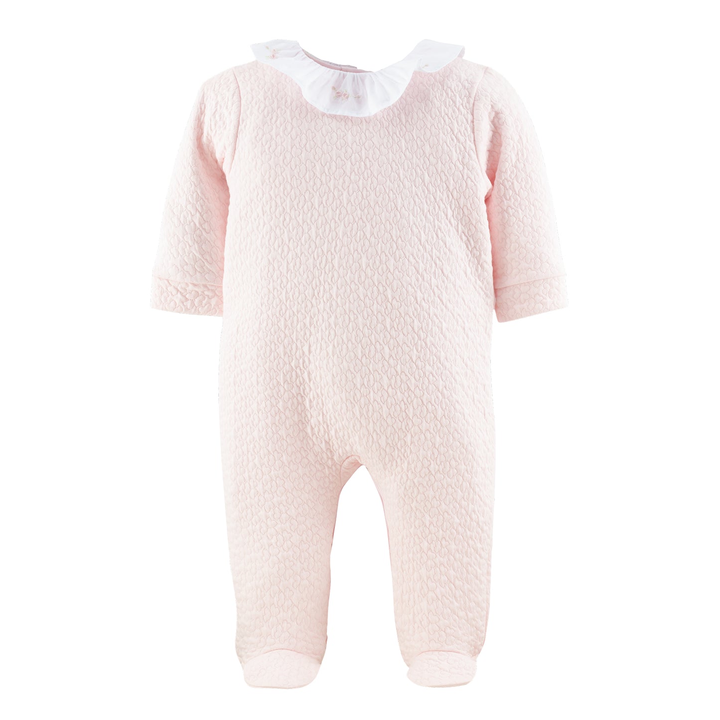 Quilted Footie with Ruffle Embroidered Collar, Flowers