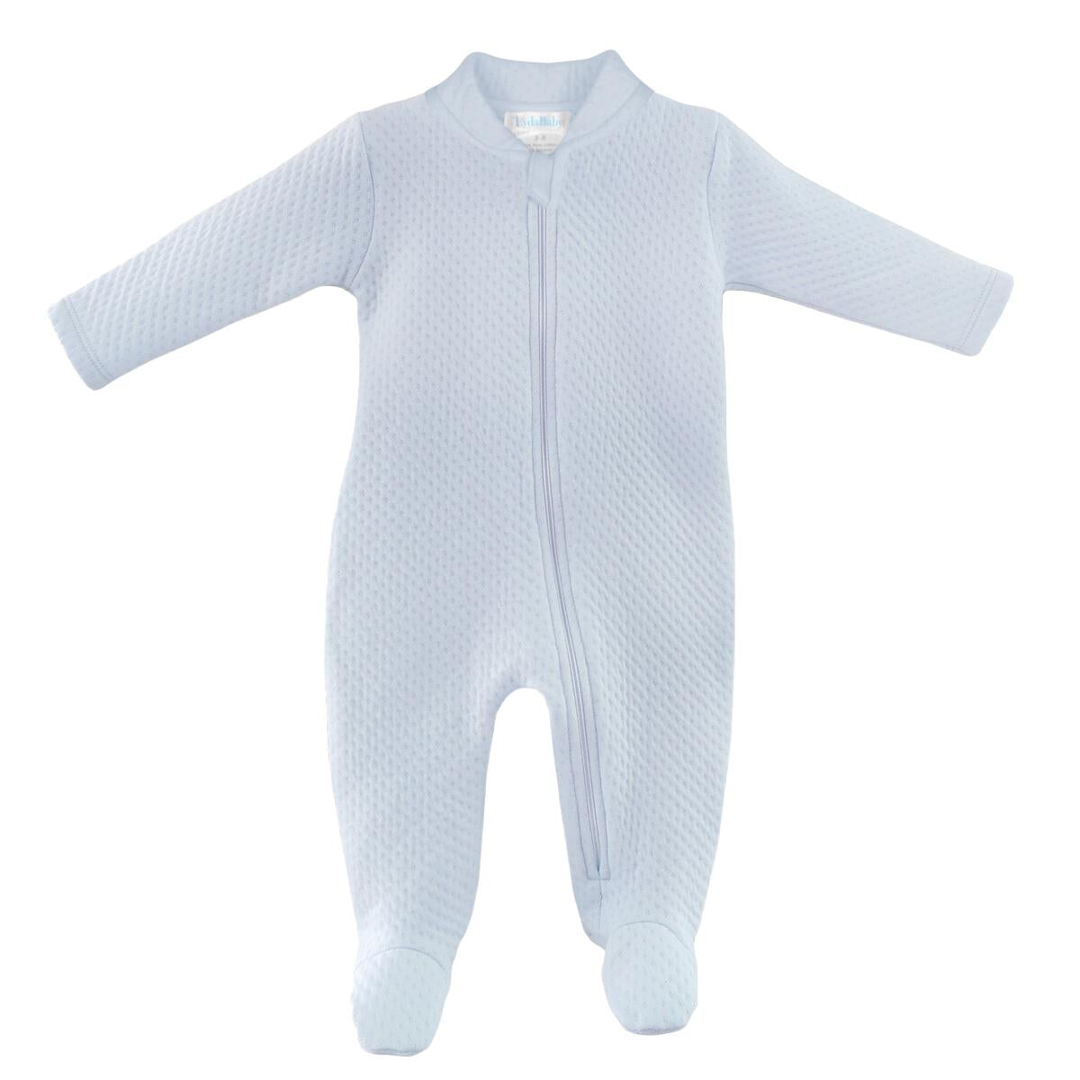 Boy's Textured Blue Zipper Footie
