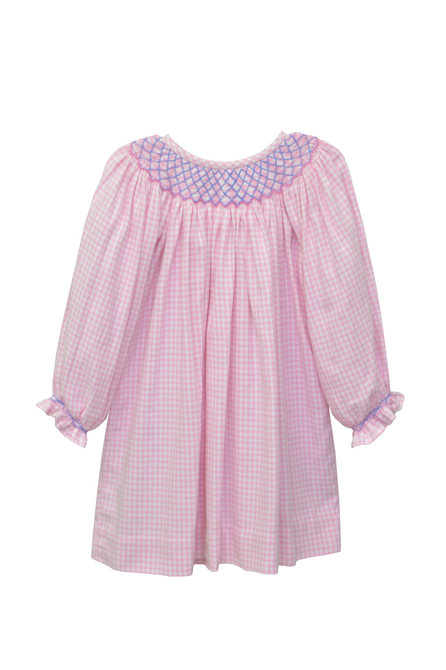 Flannel Billie Pink Check Bishop Dress