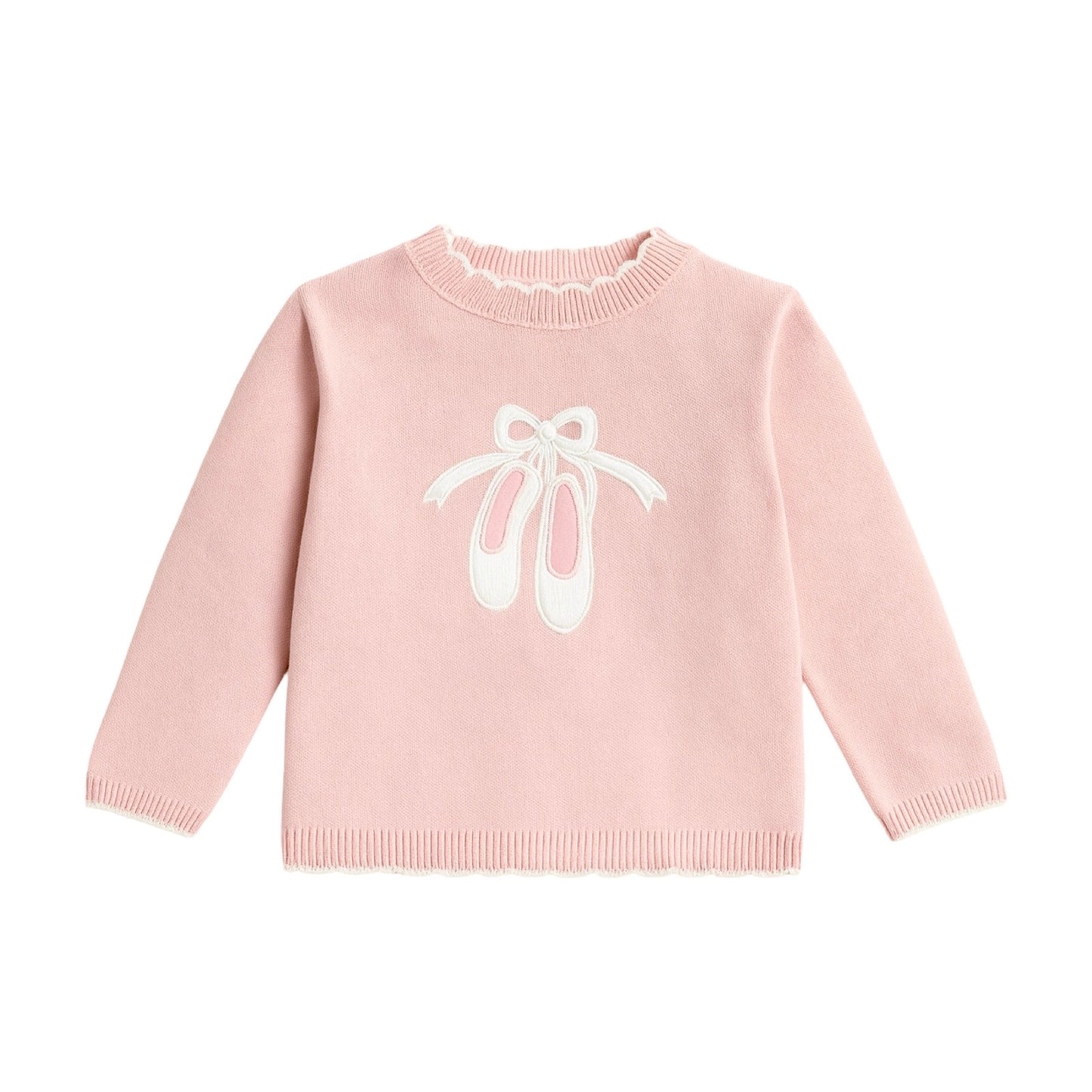 Girl Scallop Pink Sweater, Ballet Shoes