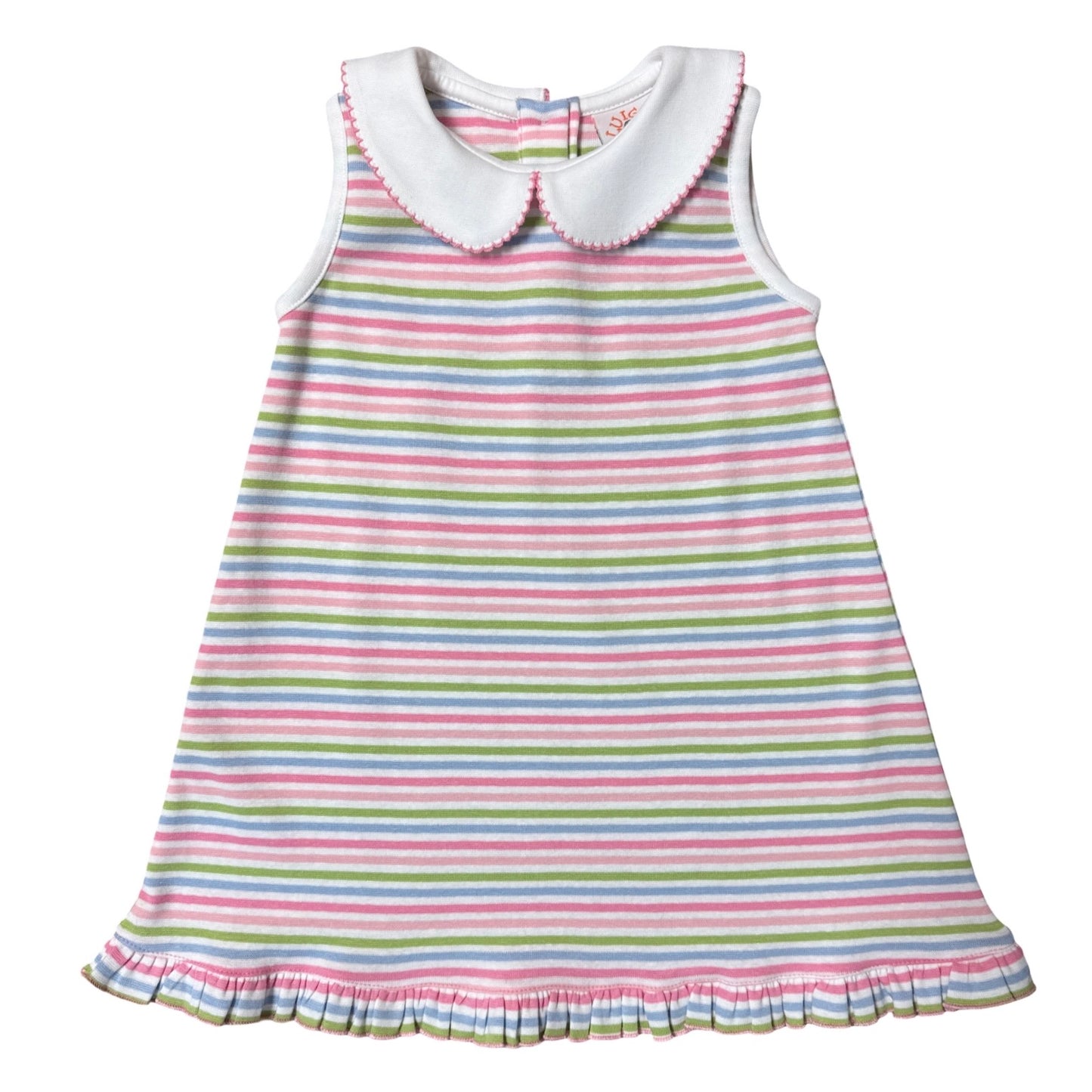 Sleeveless Collared Dress, Multi Stripe