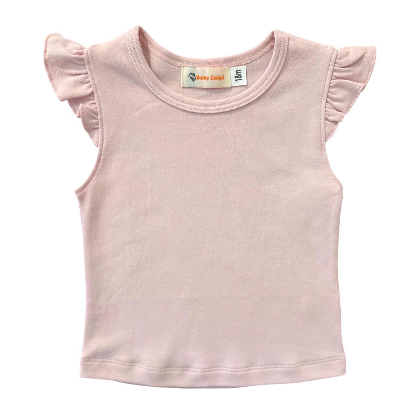 Girl's Short Sleeve T-Shirt with Flutter, Light Pink