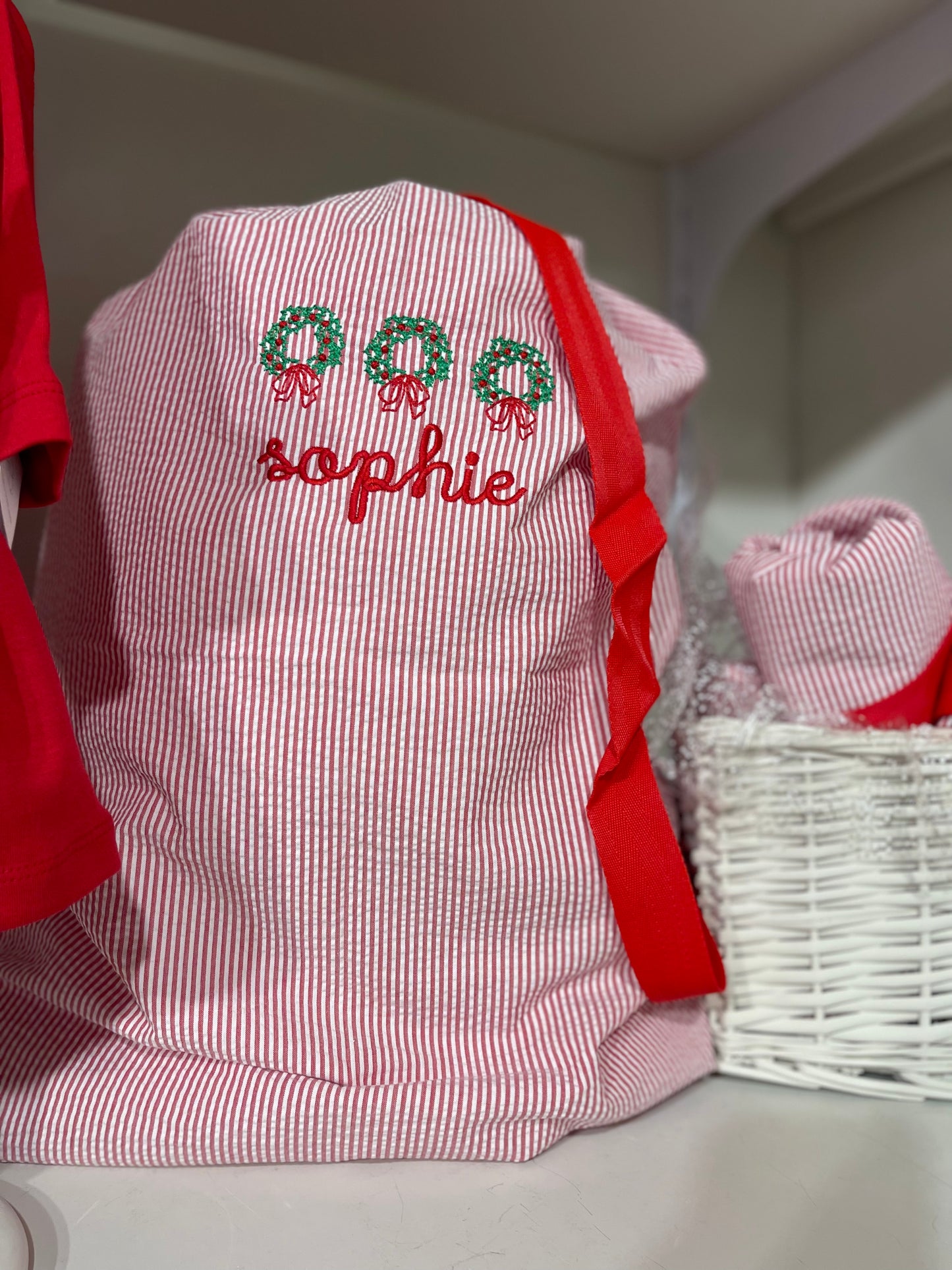 Santa Sack, Girl Wreath Monogram