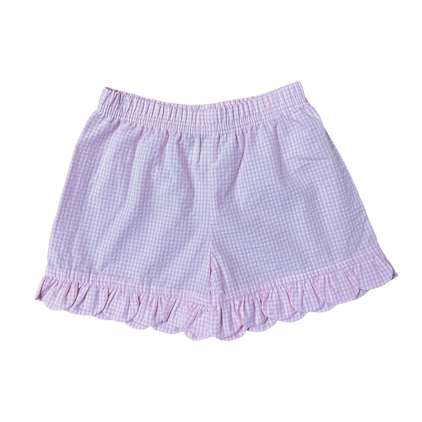 Petal Shorts, Pink Mini Check Seersucker