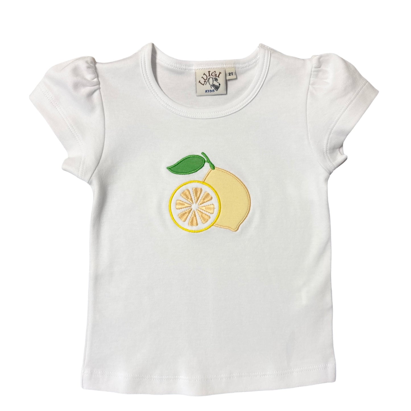 Girl Short Sleeve T-Shirt, Lemon Applique