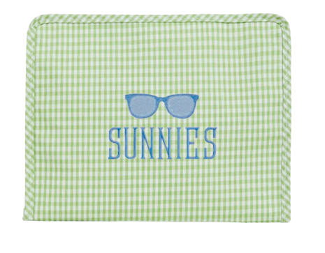 Large Roadie Zip Pouch, Gingham Leaf Green