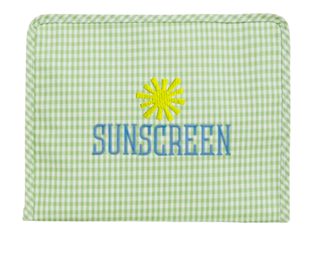 Medium Roadie Zip Pouch, Gingham Leaf Green