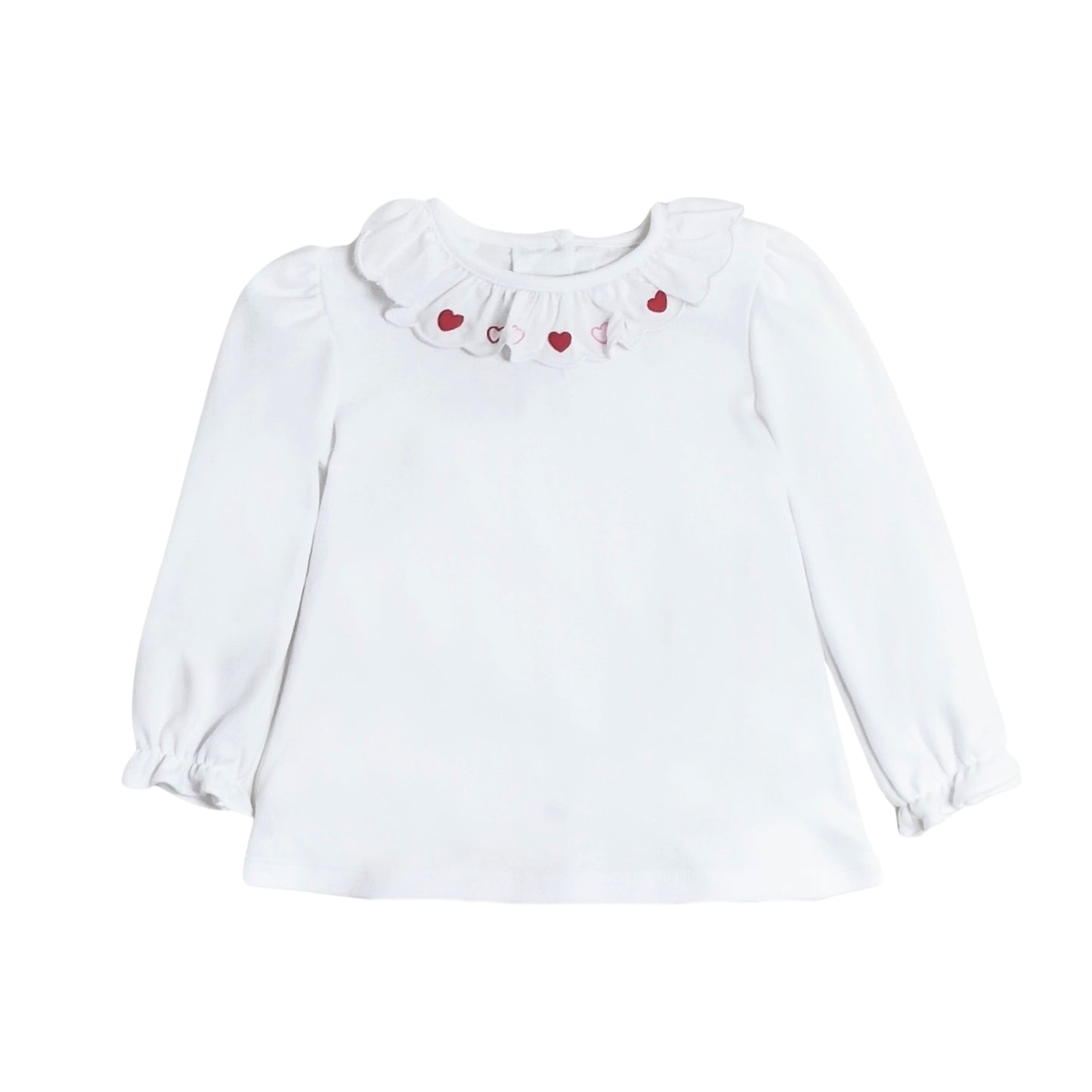 Hearts Scalloped Blouse, White Knit