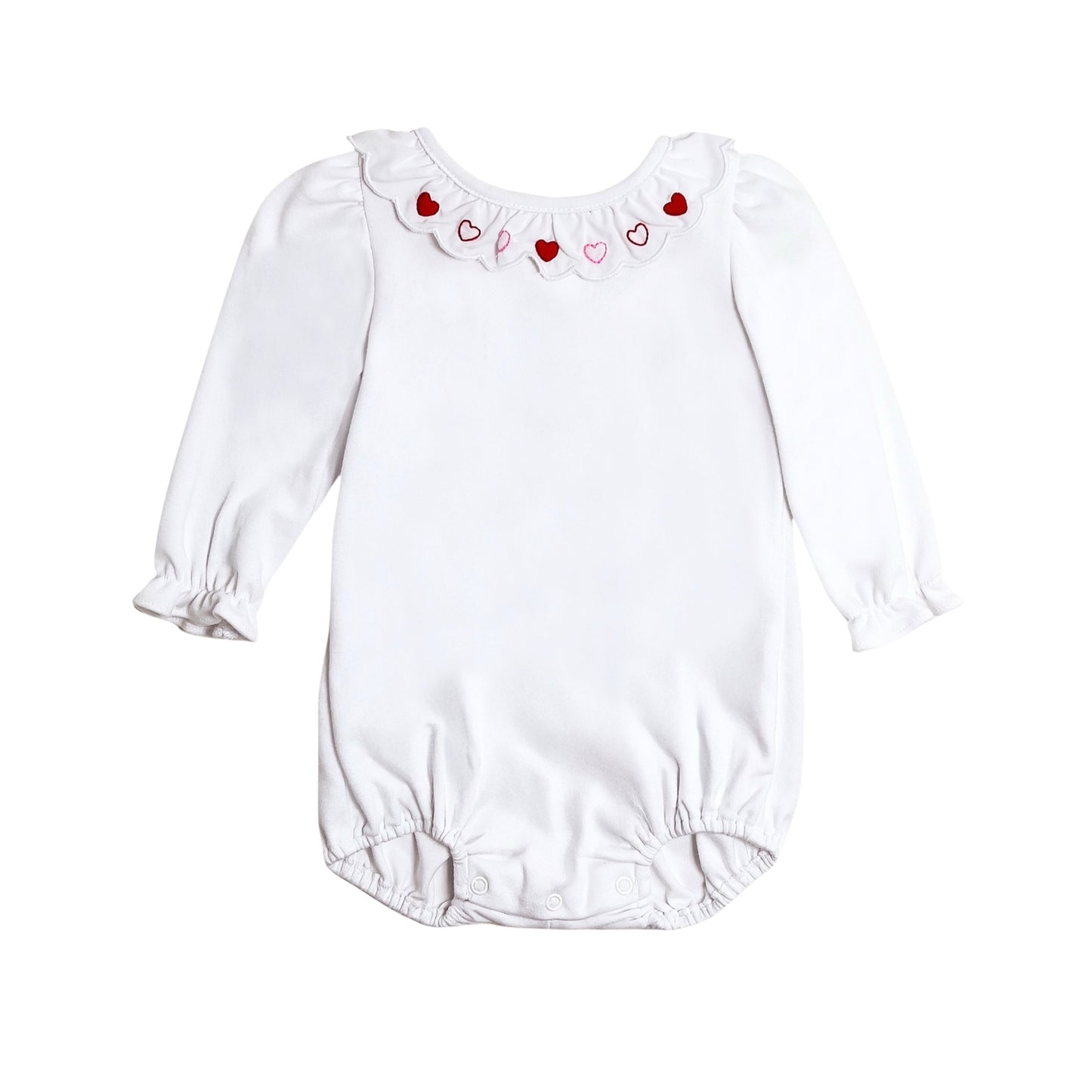 Hearts Scalloped Bubble, White Knit