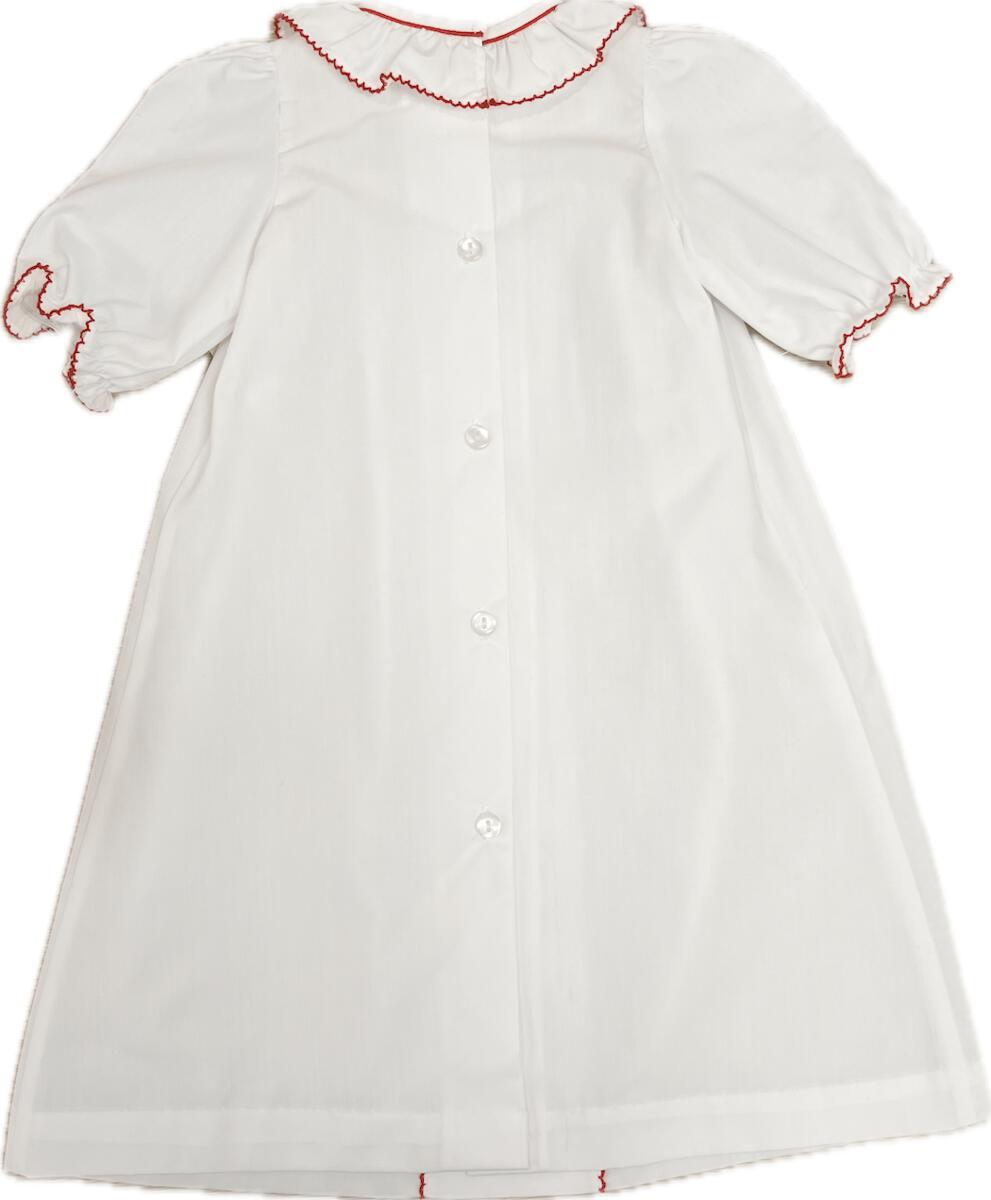 White Christmas Wreath Embroidered Baby Day Gown