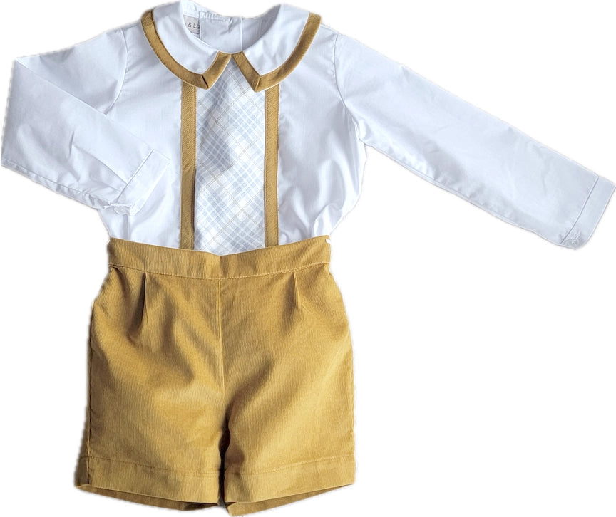 Celine & Lucas Boy's Mustard Corduroy Short Set