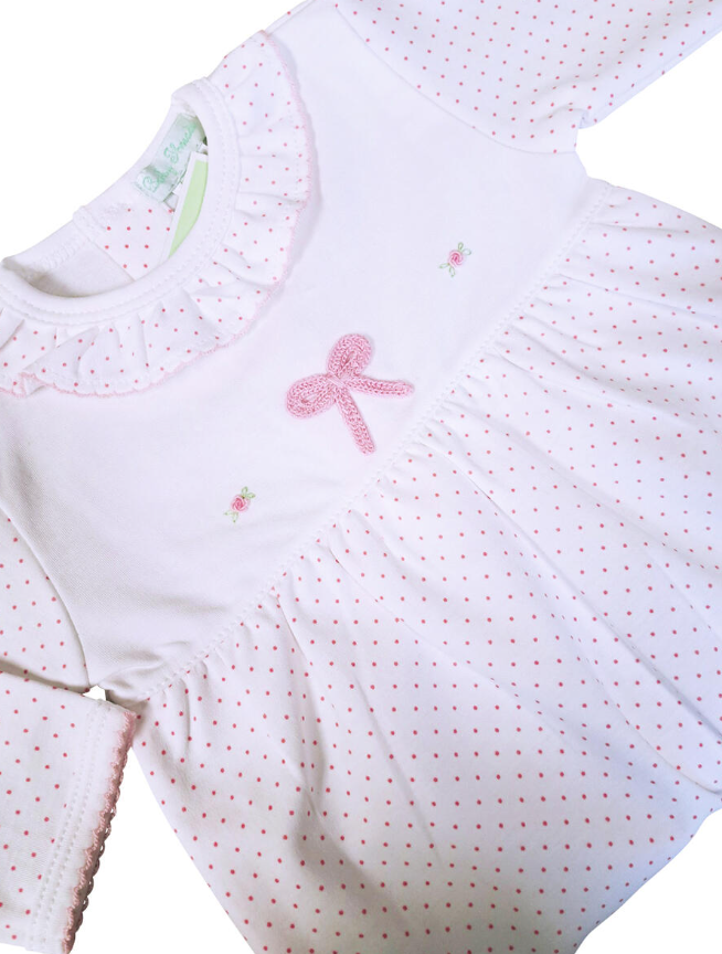 Girl Crochet Bow Pink Dot Gown