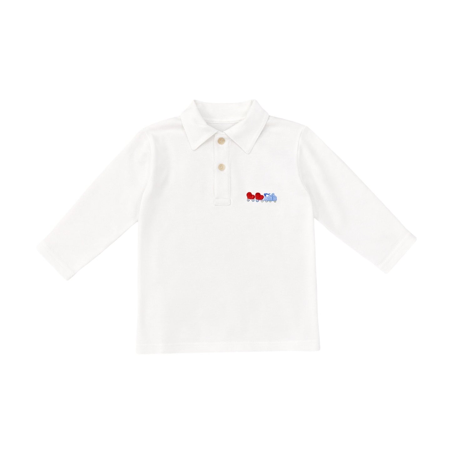 Embroidered Long Sleeve Polo Shirt, All Aboard Love