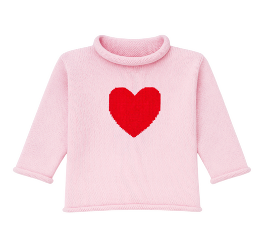 Rollneck Sweater, Red Heart