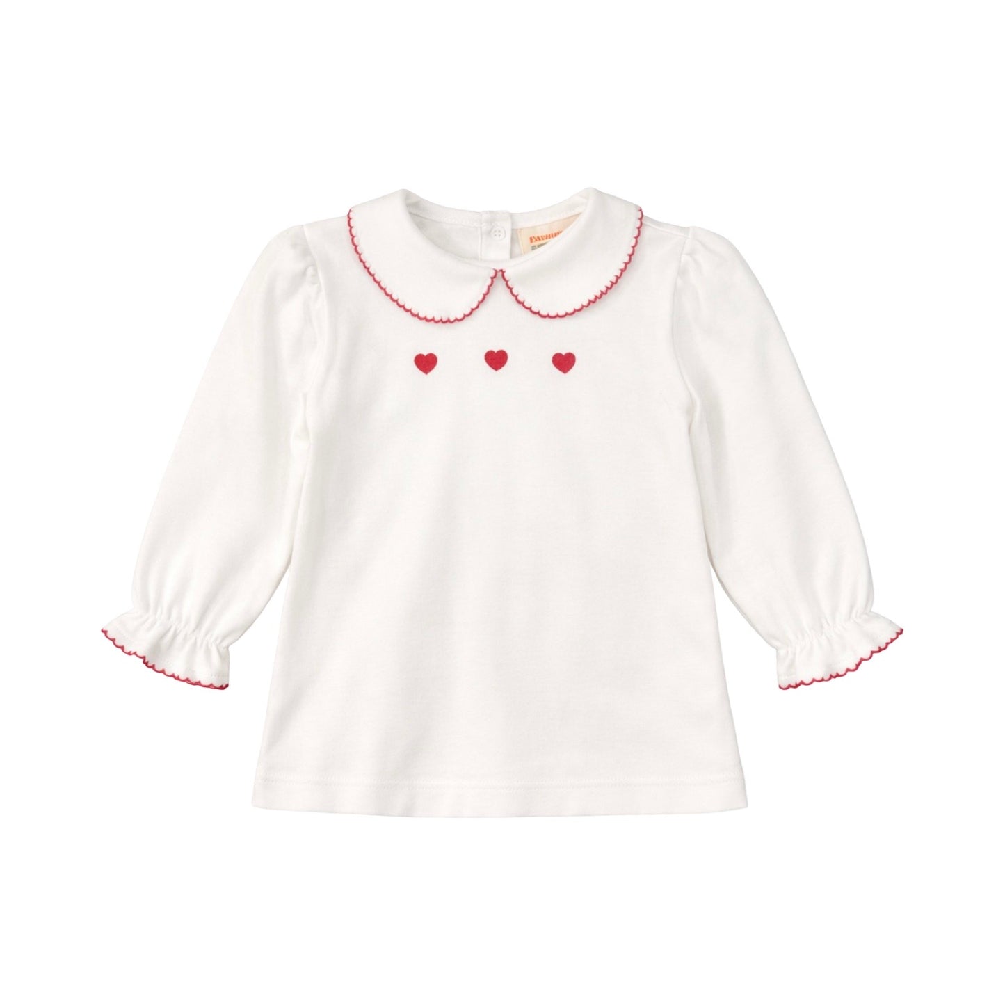 Long Sleeve Collared Back Zip Shirt, Hearts