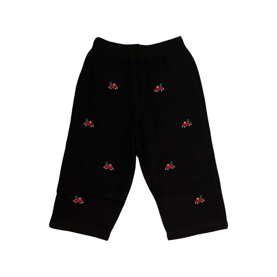 Boy's Christmas Truck Embroidered Navy Corduroy Pants