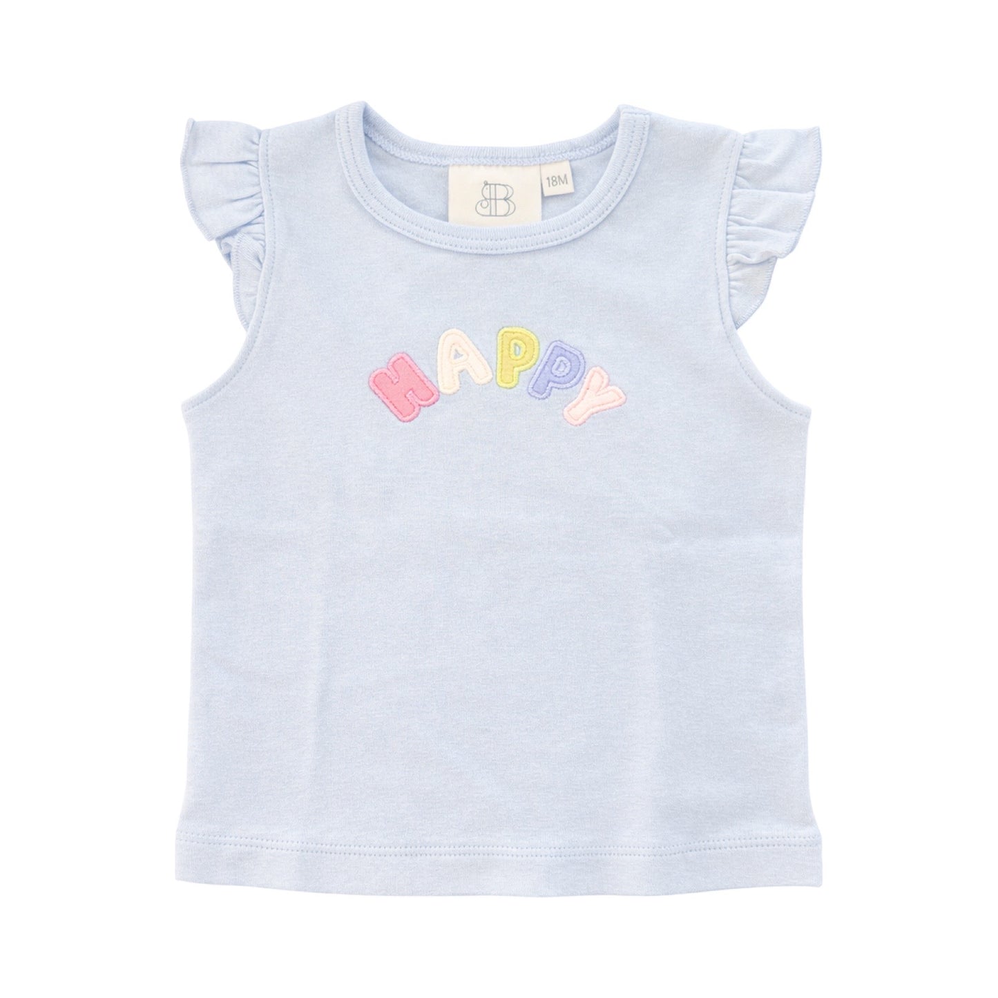 Applique Short Sleeve Top, Happy