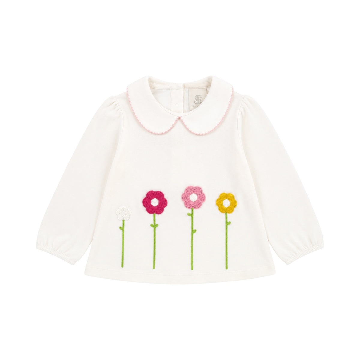 Long Sleeve Peter Pan Top, Blooming Garden