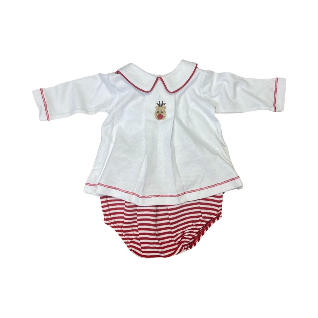 Red Reindeer Crochet Diaper Set